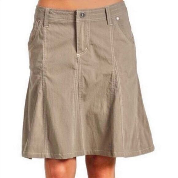 Kuhl Patina Dye Khaki Beige Splash Hiking Skirt Gorpcore Tenniscore Size 8 - Picture 1 of 8
